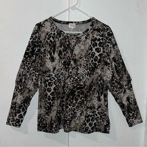 Ava James Cheetah Puff Sleeve Long Sleeve